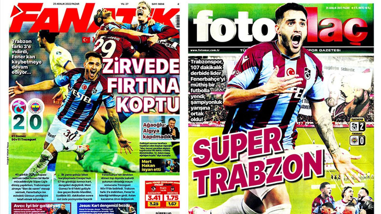 25 Aralık Pazar spor manşetleri: Trabzonspor-Fenerbahçe maçı için neler yazıldı?